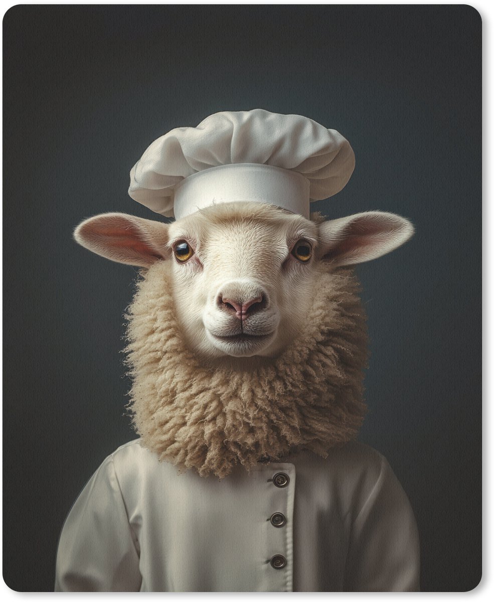Muismat 19x23 cm - Mousepad Schaap - Wol - Kok - Muismatten