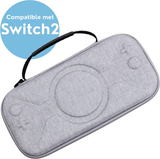 Grijze draagtas voor Nintendo Switch 2, compatibel.