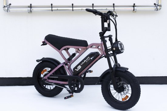 Vilolux Fatbike electrisch - Fatbike V20 Mini - ROSE GOLD- Voorrek - Legaal - Rijklaar geleverd - 16 Inch - Niet opvoerbare fatbikes - 2 Jaar garantie - Telefoontasje - Hydraulische remmen - 7 versnellingen - Alarm van Vilolux — afbeelding 2