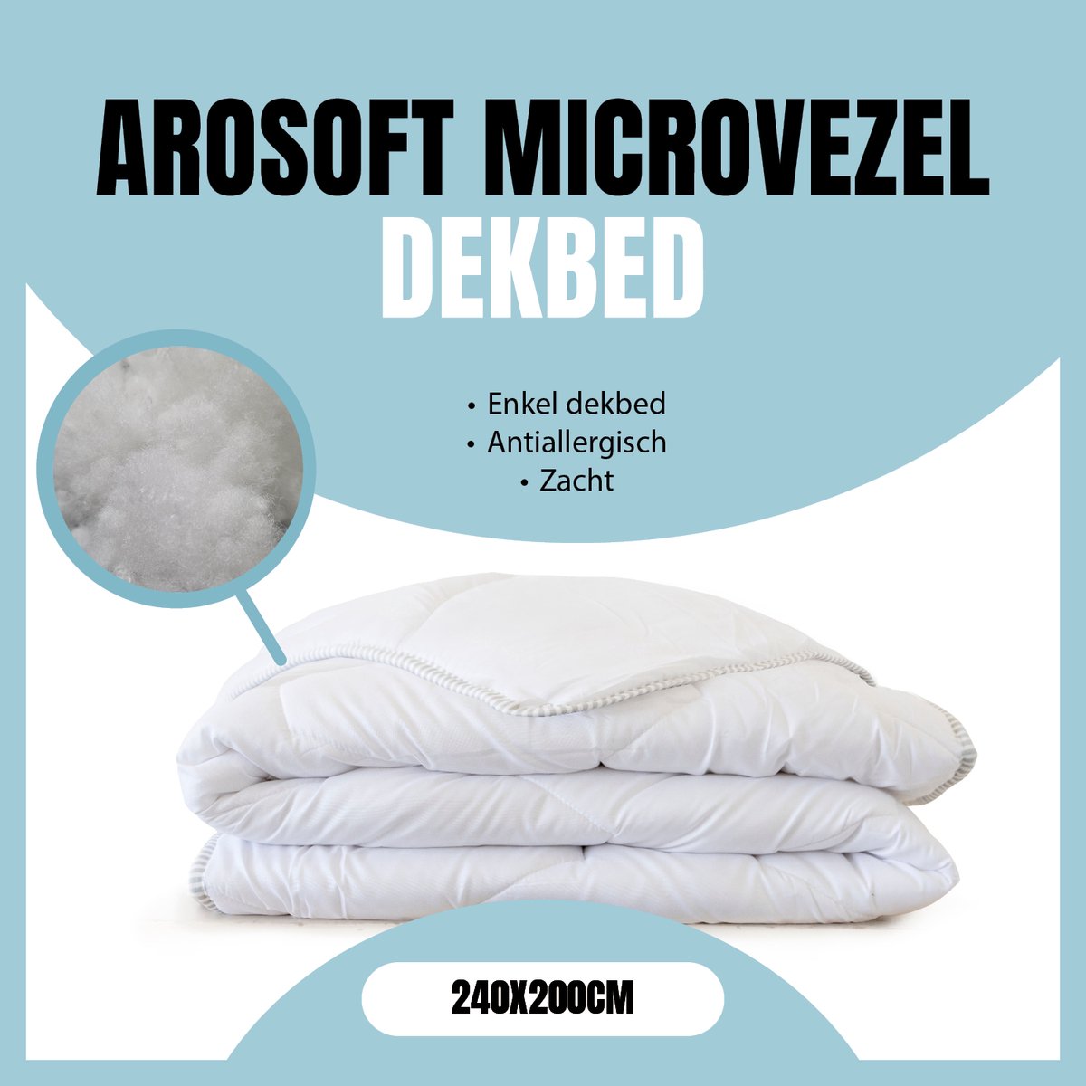 Eleganzzz Arosoft Enkel Dekbed Microvezel - 240x200cm - Winterdekbed - All Year Dekbed Enkel - 500gr/m2 - Enkel Dekbed 240x200 - Lits Jumeaux - Dekbedden