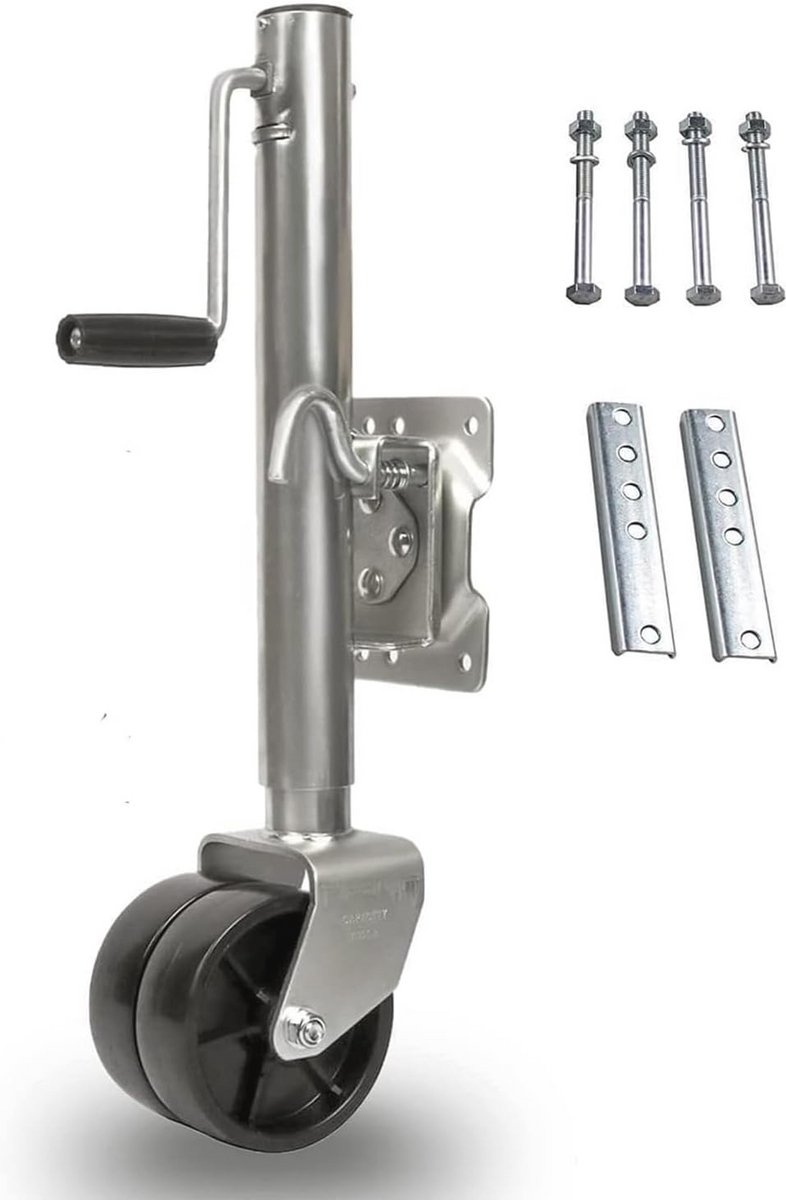 Inklapbaar steunwiel voor aanhangers - 680 kg Belastbaar, 6 Inch Draaischarnier, Zwenkbaar en Automatisch