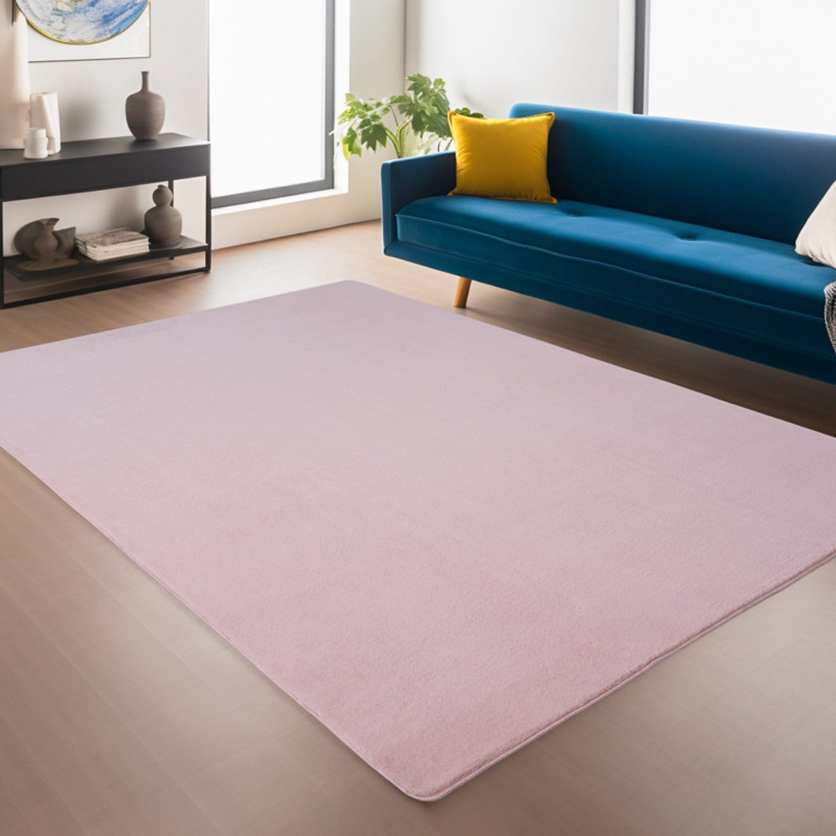 Ayyildiz Antislip Vloerkleed Joy Roze 120x 160 cm Effen Kleur Zacht