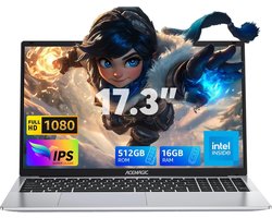 Acemagic AX17 IPS Full HD Laptop,17,3 inch, lntel Alder Lake N97 processor tot 3,6 GHz,16GB DDR4 RAM 512 GB SSD Windows 11 WiFi 5, BT5.0 Notebook ,Zilver