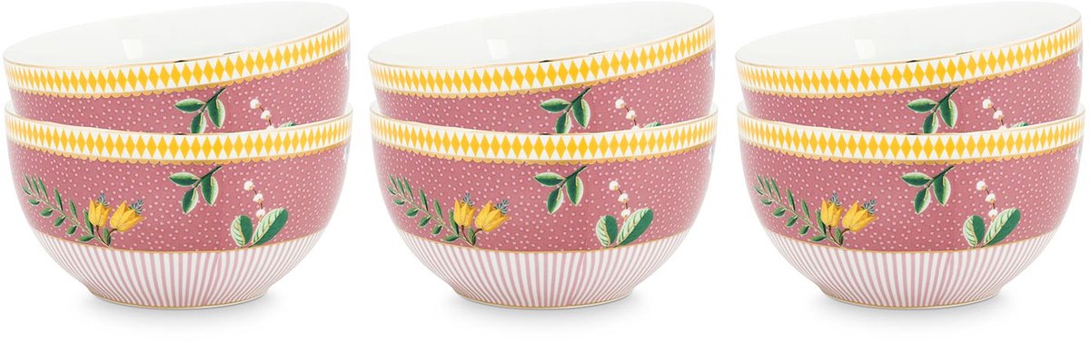 Pip Studio La Majorelle Kommen - Ontbijtkom - Ronde schaaltjes - Servies set van 6 - 12cm