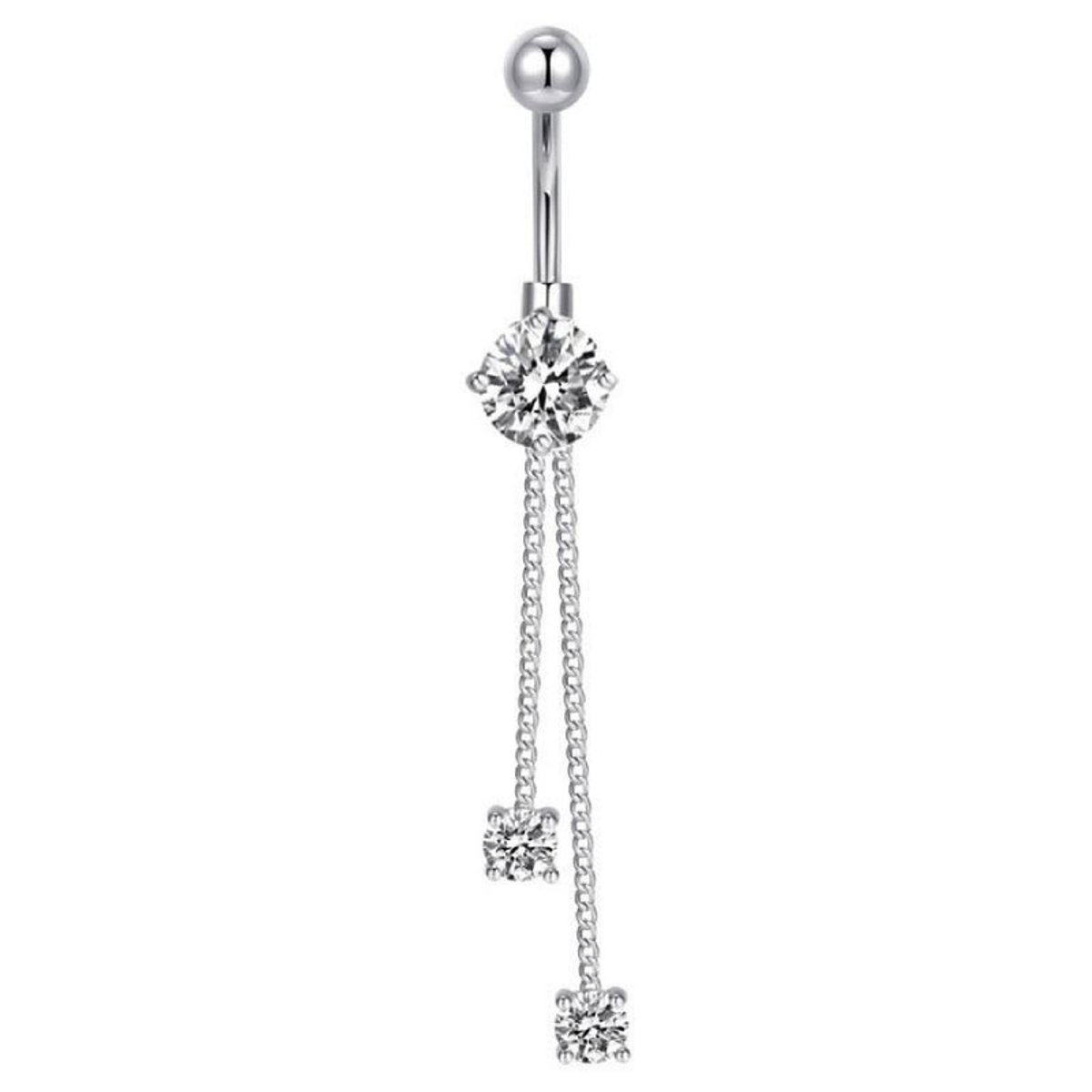 Navel Piercing | Zilverkleurig | Witte steentjes