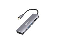 NOVOO 6 in 1 USB Type C Hub with 4K HDMI, 60W USB C PD Charging Port, 2 USB 3.0 Ports, SD/TF Card Reader for MacBook Pro 2017/2016/2018, Huawei MateBook and More USB C Laptop and Smartphone, Grey