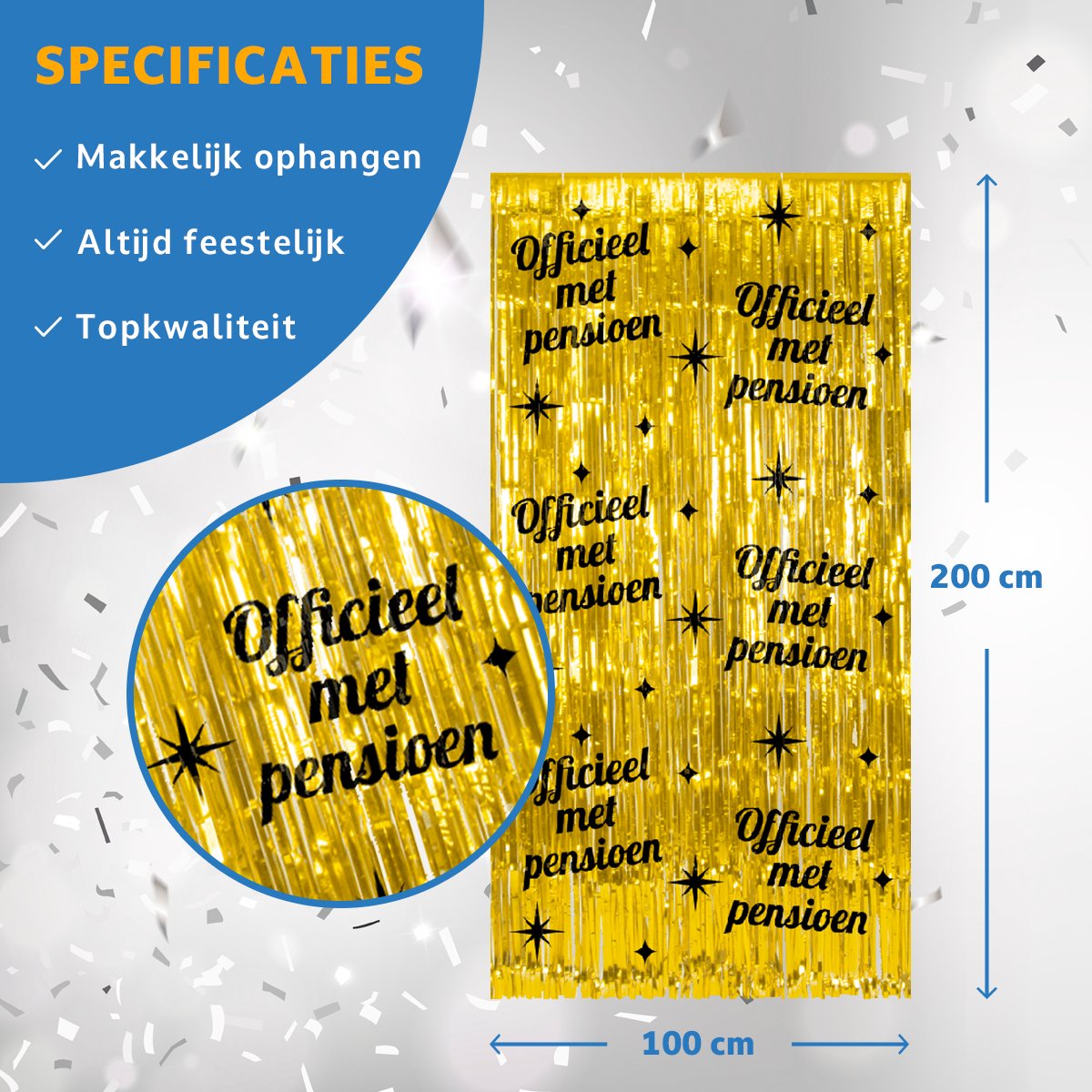 70 Jaar Feestgordijn Goud & Zwart - 2x1m Folie Backdrop - Luxe Verjaardag Versiering