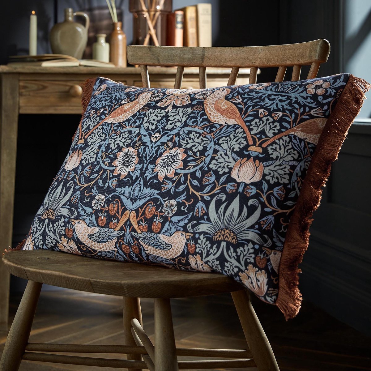William Morris Strawberry Thief design cushion (aqua) - Fait Par Moi