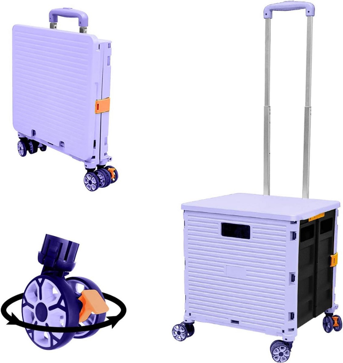 GTB® Winkeltrolley - Trolley - Boodschappentrolleys - Paars - 10cm x 40cm x 45cm