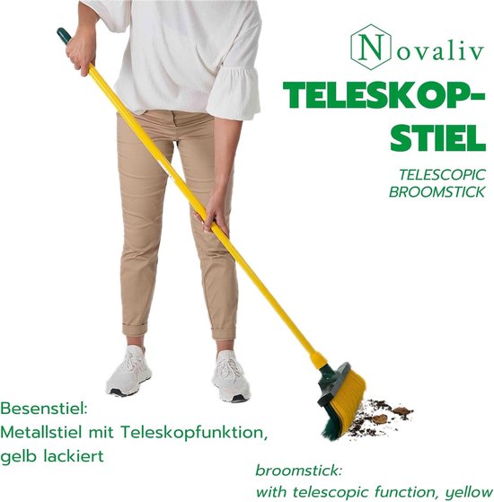 3 stuks telescopische bezemsteel met draad 80-130 cm geelgroene metalen steel voor bezem Duitse draad universele steelstang vervangingssteel telescopische steel reserveonderdeel steel vervanging telescopische steel van com-four — afbeelding 4