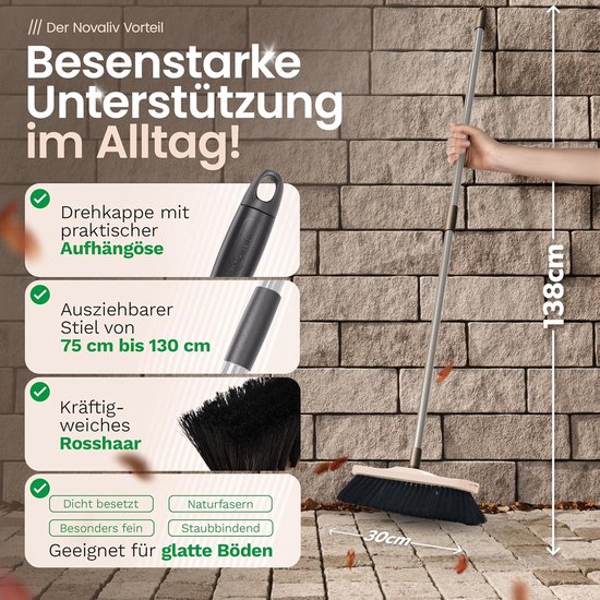 2x paardenhaar bezem handbezem fijn dierenhaar staarthaar (2x bezem) — afbeelding 3