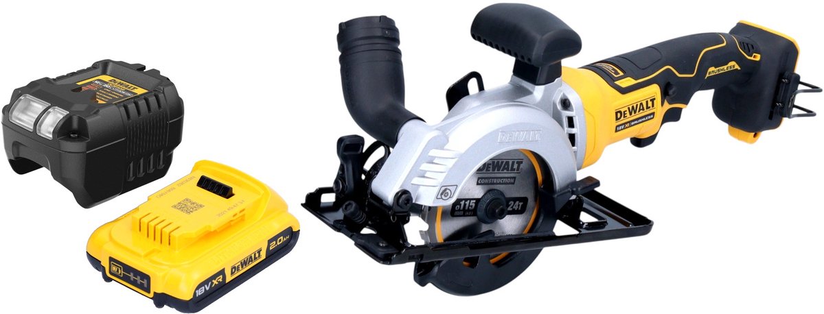 DeWalt DCS 571 D1 Accucirkelzaag 18 V 115 mm borstelloos + 1x accu 2.0 Ah + lader