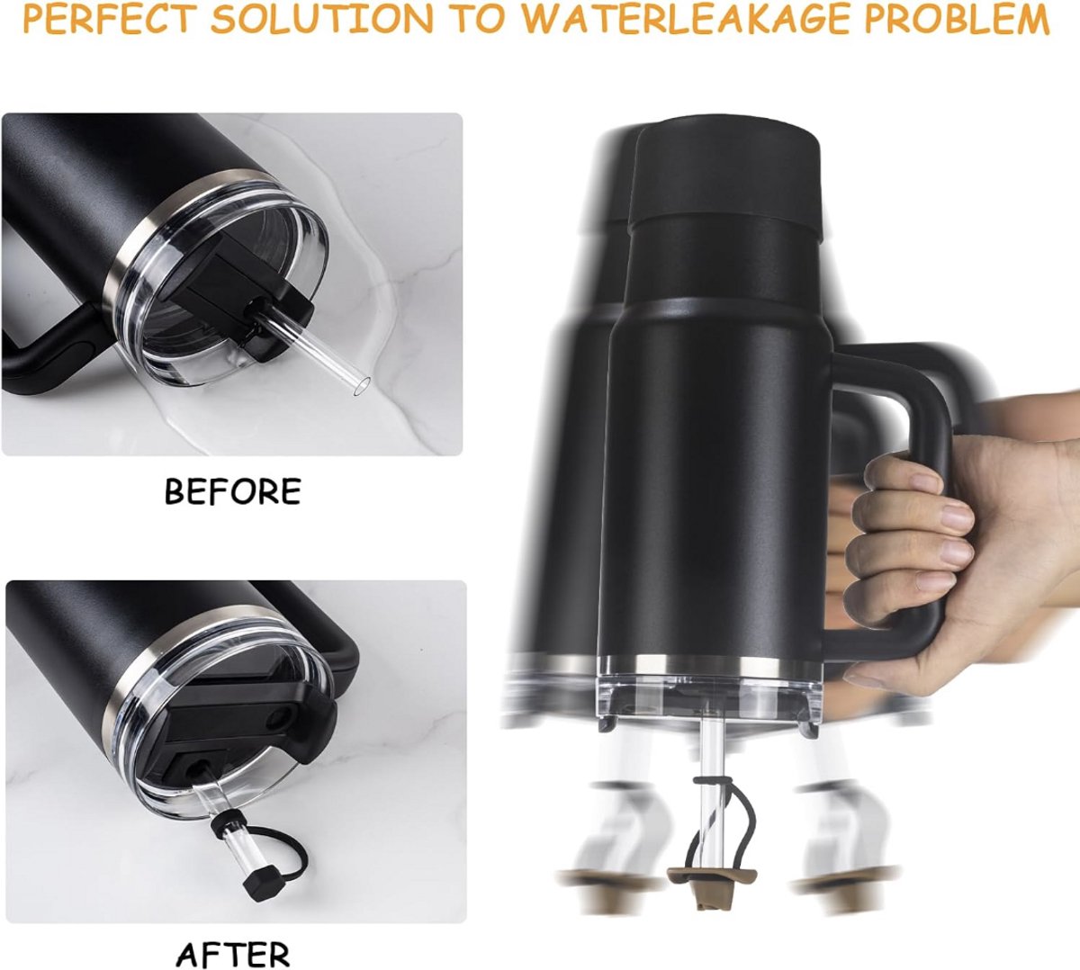 Accessoires voor Stanley Cup, set van 9 stuks, met 1 roze siliconen hoes, 2 rietjesafdekkingen voor 9-10 mm rietje, 6 siliconen lekvrije stoppen voor Stanley Quencher 2.0, 30oz en 40oz (cups niet