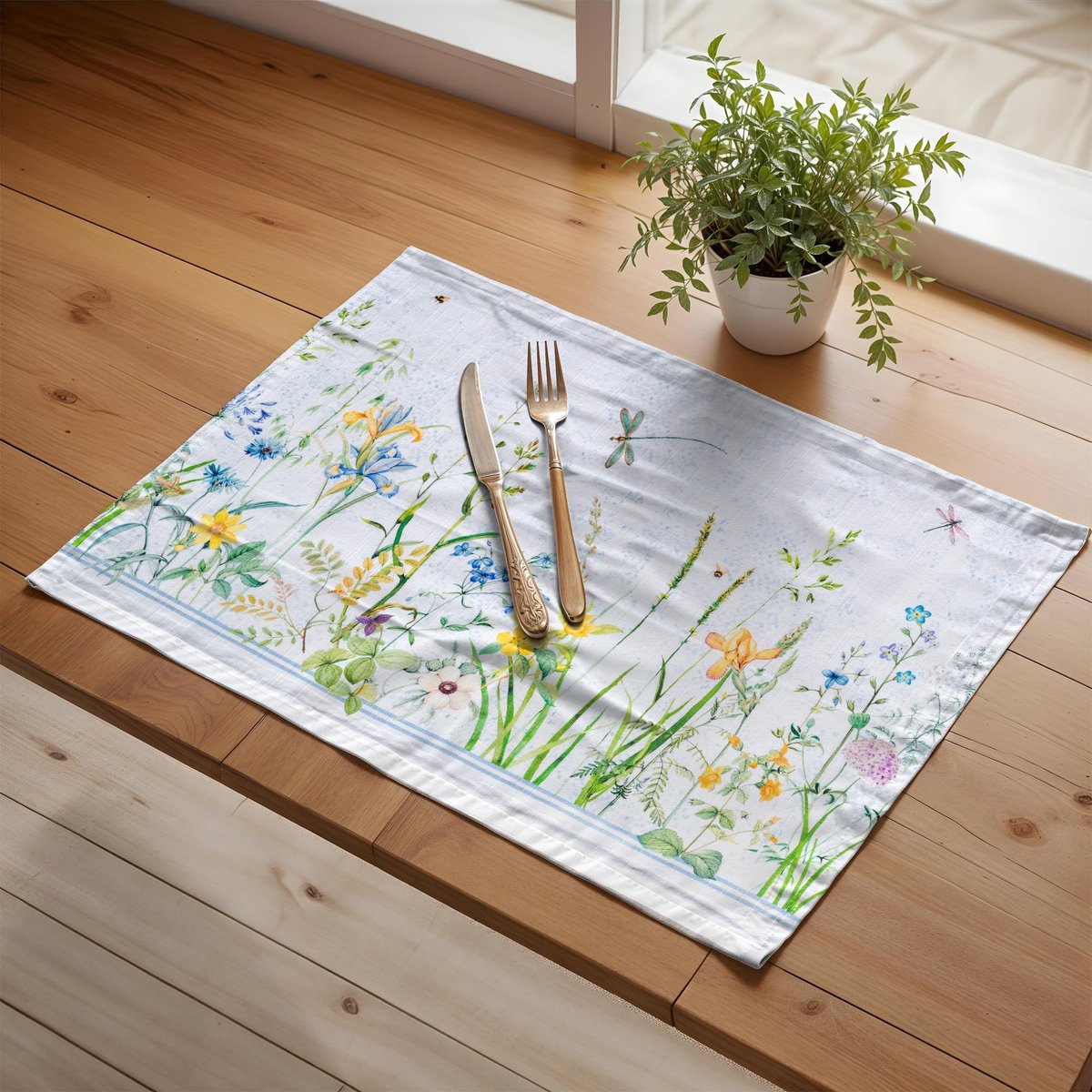 Ibenzoa® Set van 4 Luxe Katoenen Placemats voor Lente en Zomer Tafeldecoratie