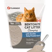 Flamingo Kattenbakvulling – klontvormende kattenbakvulling – Babypoedergeur – 12L (12KG) voor 10 weken – Premium Line - supersnelle geurabsorptie door blauwe zeoliet – met superfijne korrel – ideaal voor 1 of meerdere katten