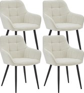 Colenis® - Chaise de salle à manger Oriana - Set de 4 - Wit - Bouclé - Industriel
