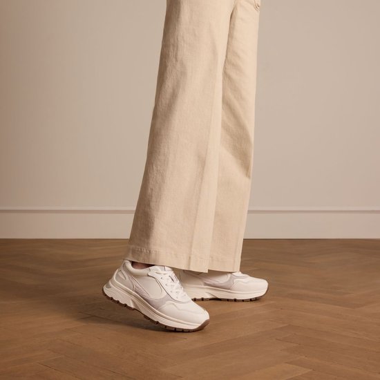 Manfield Dames Witte leren sneakers Maat 36 bol