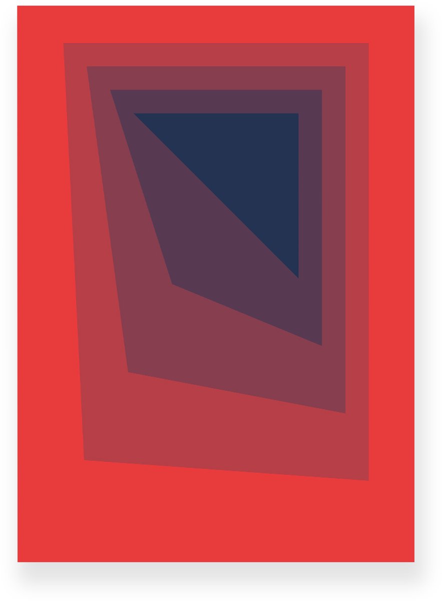 Yisual Aluminium plaat 30x40 cm - Poster - Abstracte Kleurovergang - Verschuivende Rechthoeken - Rood - Blauw - Vintage - Op-Art - Muurdecoratie - Wanddecoratie