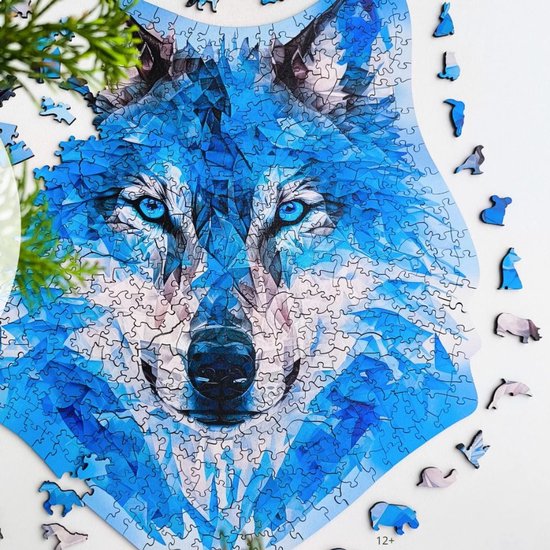 Milliwood - AG516 Puzzle en bois XXL Loup sauvage | Kit de construction de Puzzles 3D | Jouets de Hobby pour enfants et adultes | Décoration murale Salon | 500 pièces Ø45cm | Dans un coffret cadeau de luxe | Cadeau de fête des mères