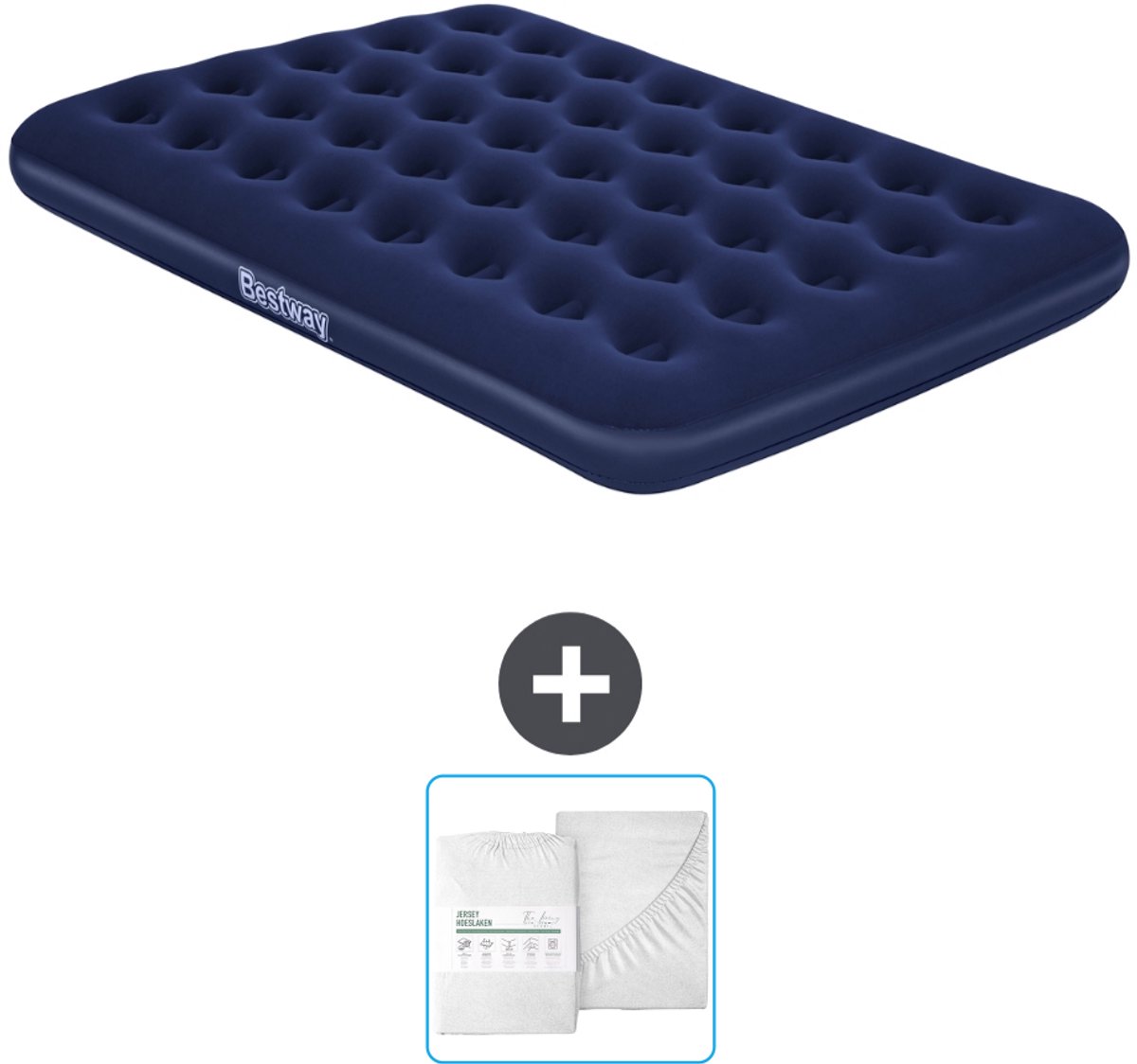 Bestway luchtbed - Twijfelaar - 137 x 191 x 22 cm - Blauw - Inclusief en Hoeslaken