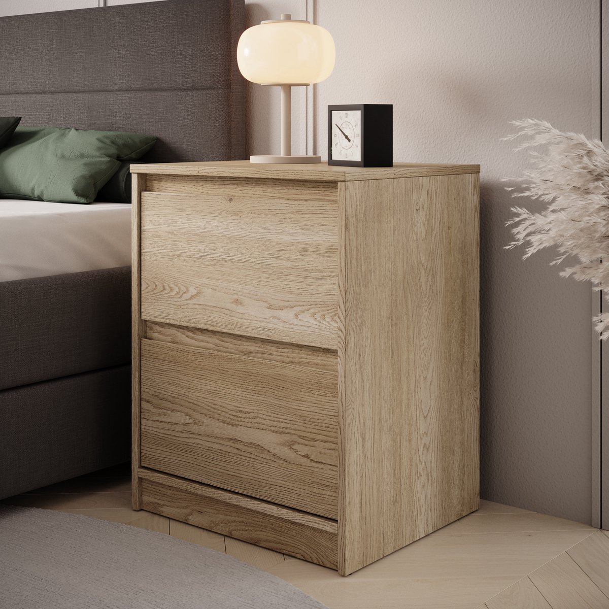 Meubella - Nachtkastje Cuarto - Eiken - 47 cm