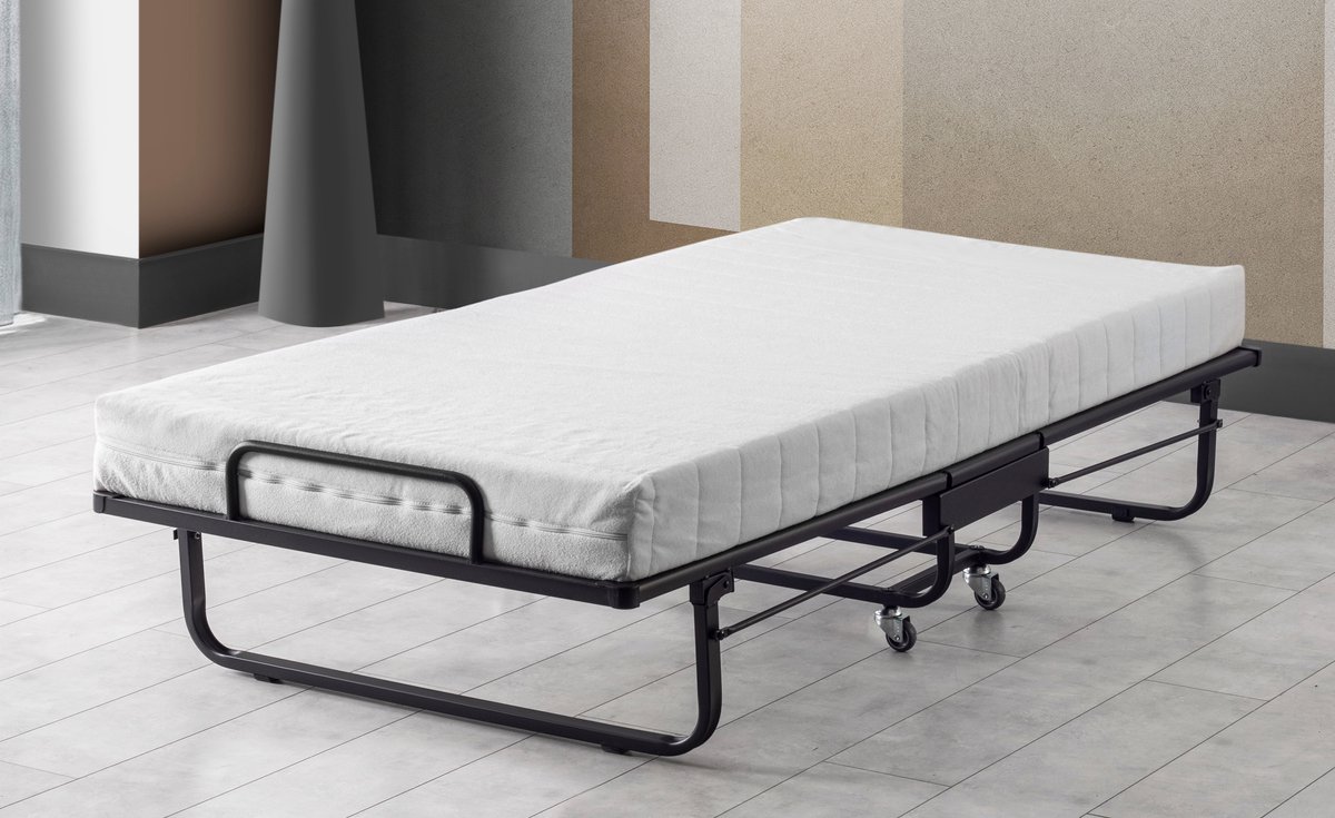 Adore Home & Living Adore Vouwbed Deluxe Spiraalbodem met matras 14 cm - 90 x 200 cm Zwart
