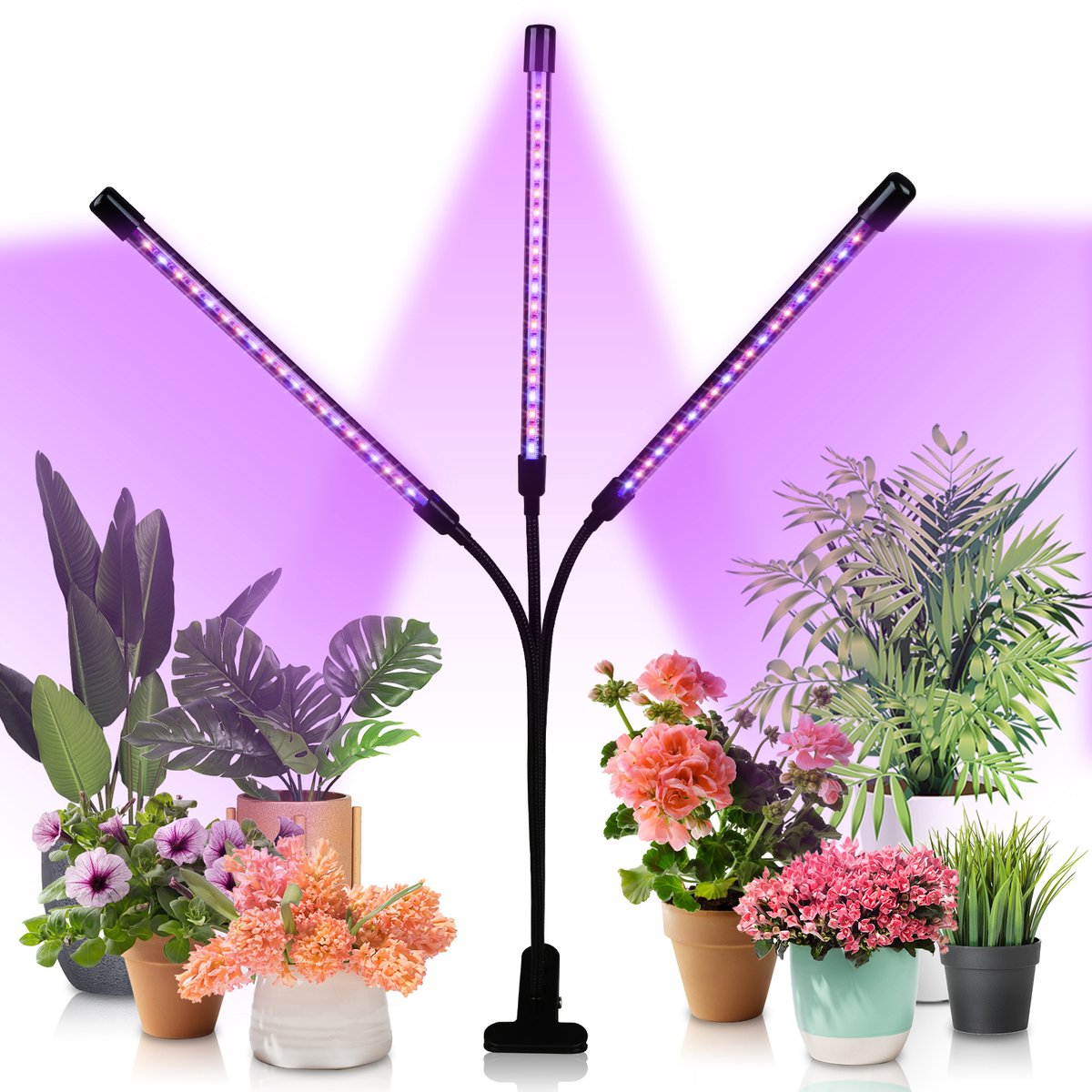 Groeilamp - Kweeklamp - LED Full Spectrum - Voor Alle Planten - 30W - 3 Koppen