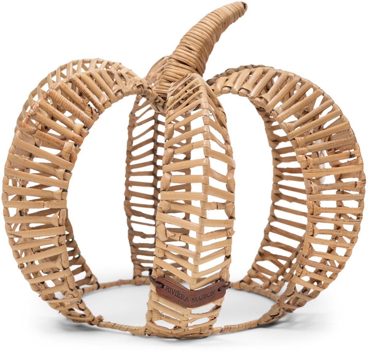 Riviera Maison Beeldjes Decoratie Pompoen Naturel - Pumpkin Rieten Beeldje - Rattan - (ØxH) 32x24.5