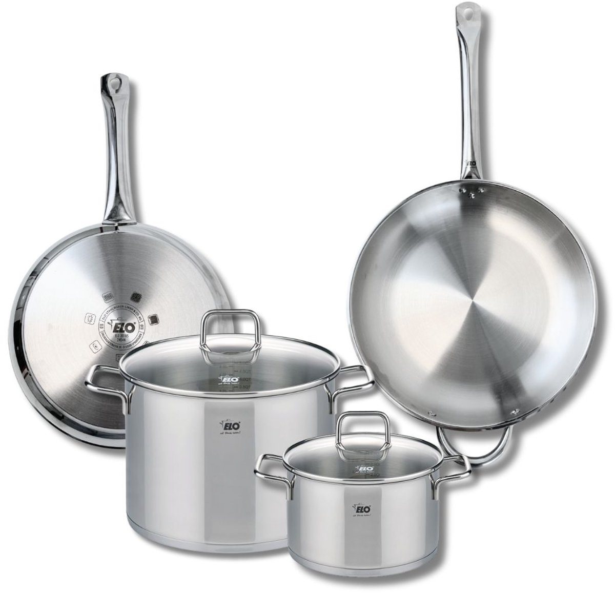 Set van 2 Bakpannen 28 en 32 cm en 2 Kookpotten 20 en 26 cm Elo Profi Citrin