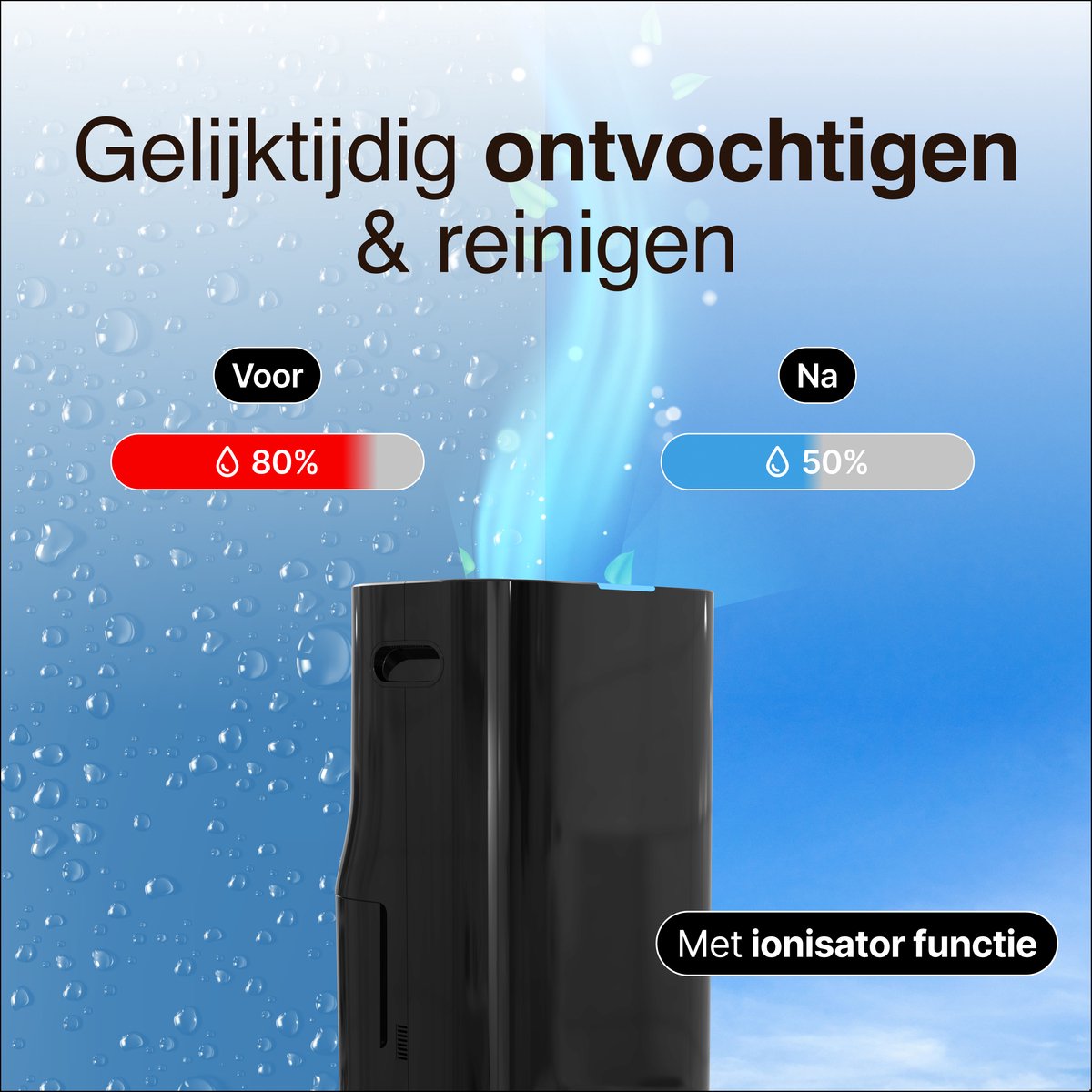 Vivid Green Luchtontvochtiger en Luchtreiniger, 16L/dag, HEPA-filter