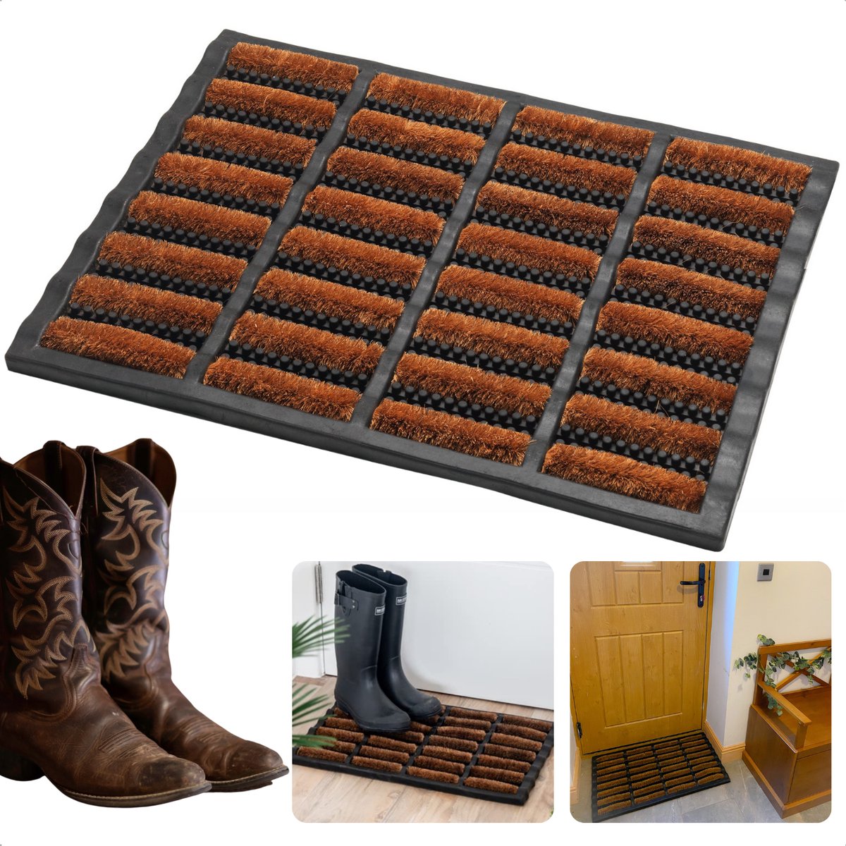 Cheqo® Deurmat - Weerbestendig - Met Borstels - Schoonloopmat voor Buiten