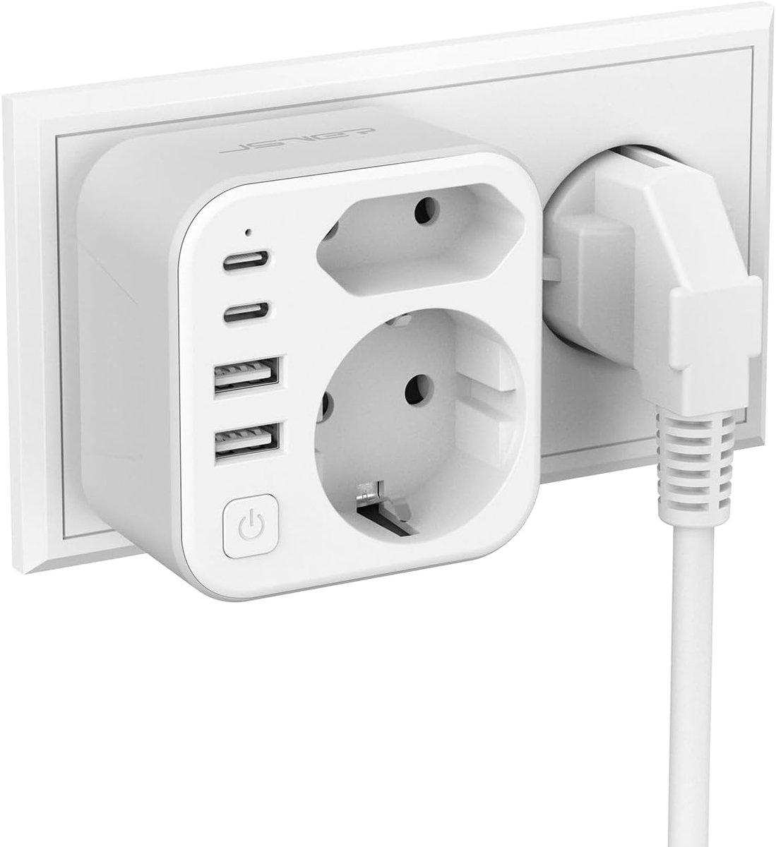 6-in-1 USB Meerdere Stopcontact met 2 USB A en 2 USB C - Dubbele Stekker voor Meervoudige Oplaadopties
