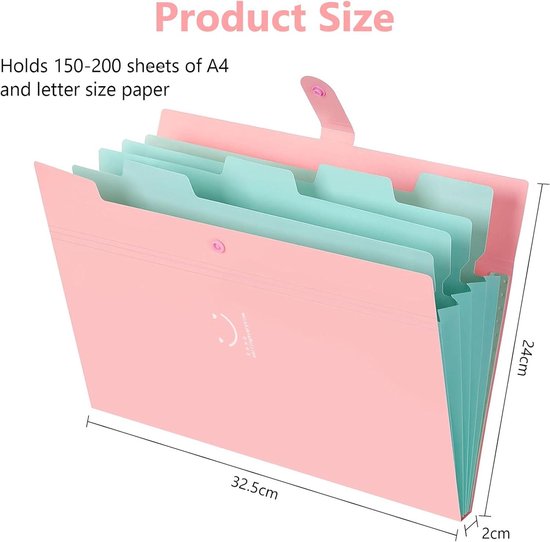 A4 Fan Folder Pack of 3 5 Compartments Folder Organiser with Labels ...