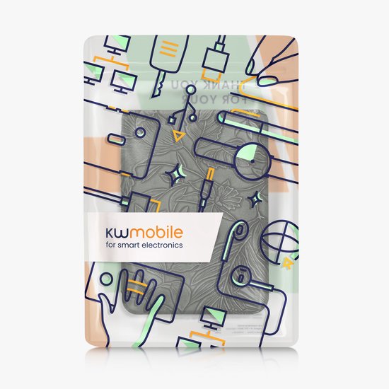 kwmobile e-reader hoesje geschikt voor Kobo Clara BW / Colour hoes - E reader flip case met magnetische sluiting - Ereader cover - Bloemen in reliëf design in groen van Merkloos — afbeelding 4