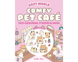 foto van Cozy World- Cozy World Comfy Pet Café: Easy Colouring and Sticker Scene for Teens, Young Adults and Adults