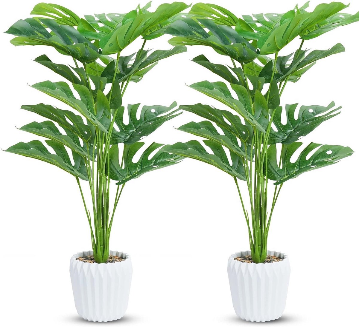 Set van 2 hoge kunstplanten - 28 inch Monstera Deliciosa voor decoratie