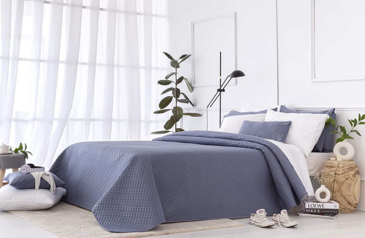 Ibenzoa Superzachte All-Season Dekbed met Stijlvol Piquet-Design voor Elk Seizoen en Interieur blauw