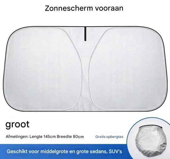 Auto zonnescherm voorruit hoes - 145x80 cm - auto interieur zonnescherm voorruit hoes - voor zonneklep - zomer voorruit - zelfklevend - UV-warmtebescherming - opvouwbaar - auto zonnescherm zonnescherm - zonwering warmte-isolatie zilver gecoat anti van Merkloos — afbeelding 5