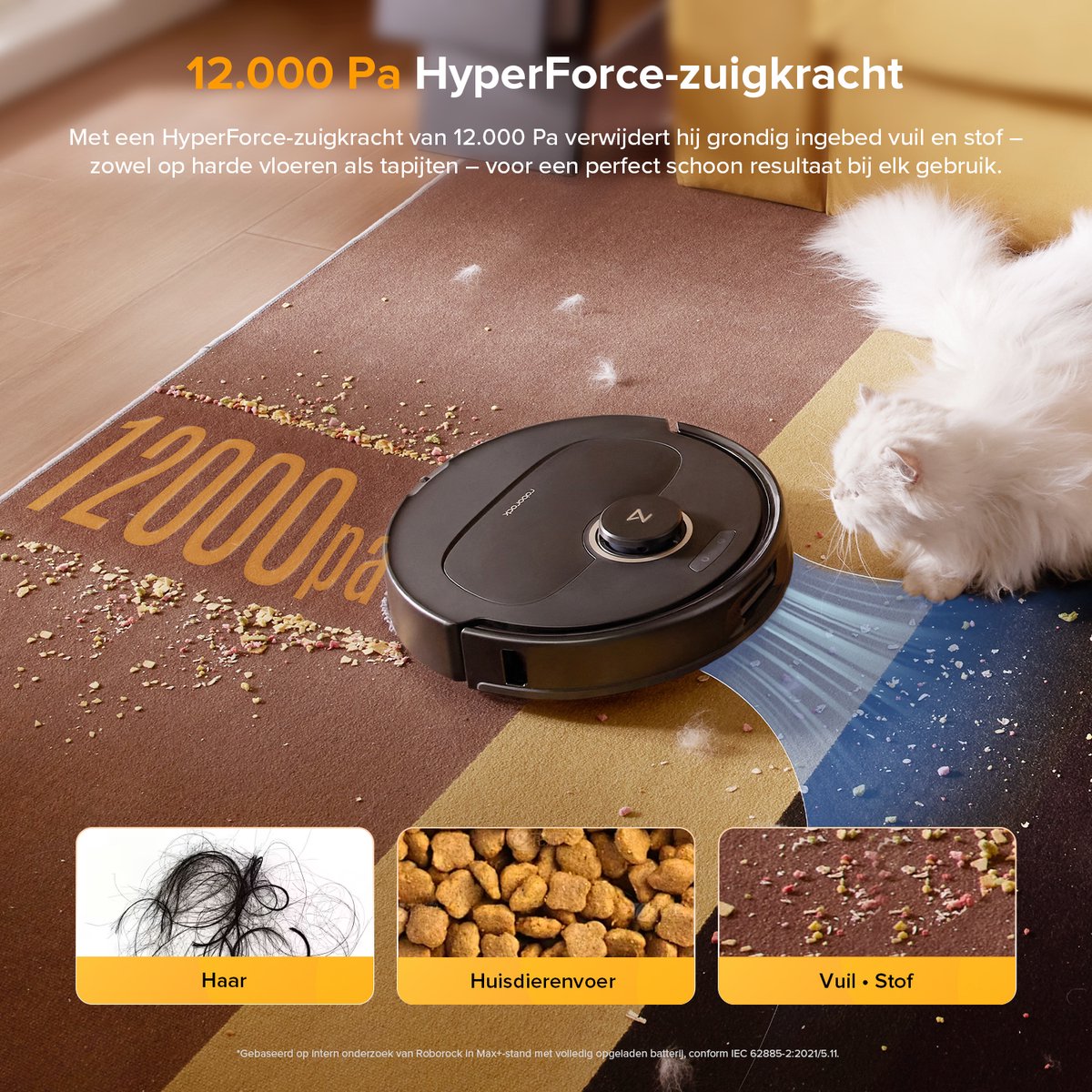 Roborock Qrevo S5V-Robotstofzuiger met dock-12000 Pa zuigkracht-FlexiArm-dweilen-Reactief obstakel vermijden-Dubbele anti-klitfunctie-Warmeluchtdroging-Obstakelvermijding en slimme navigatie-Zwart — afbeelding 5