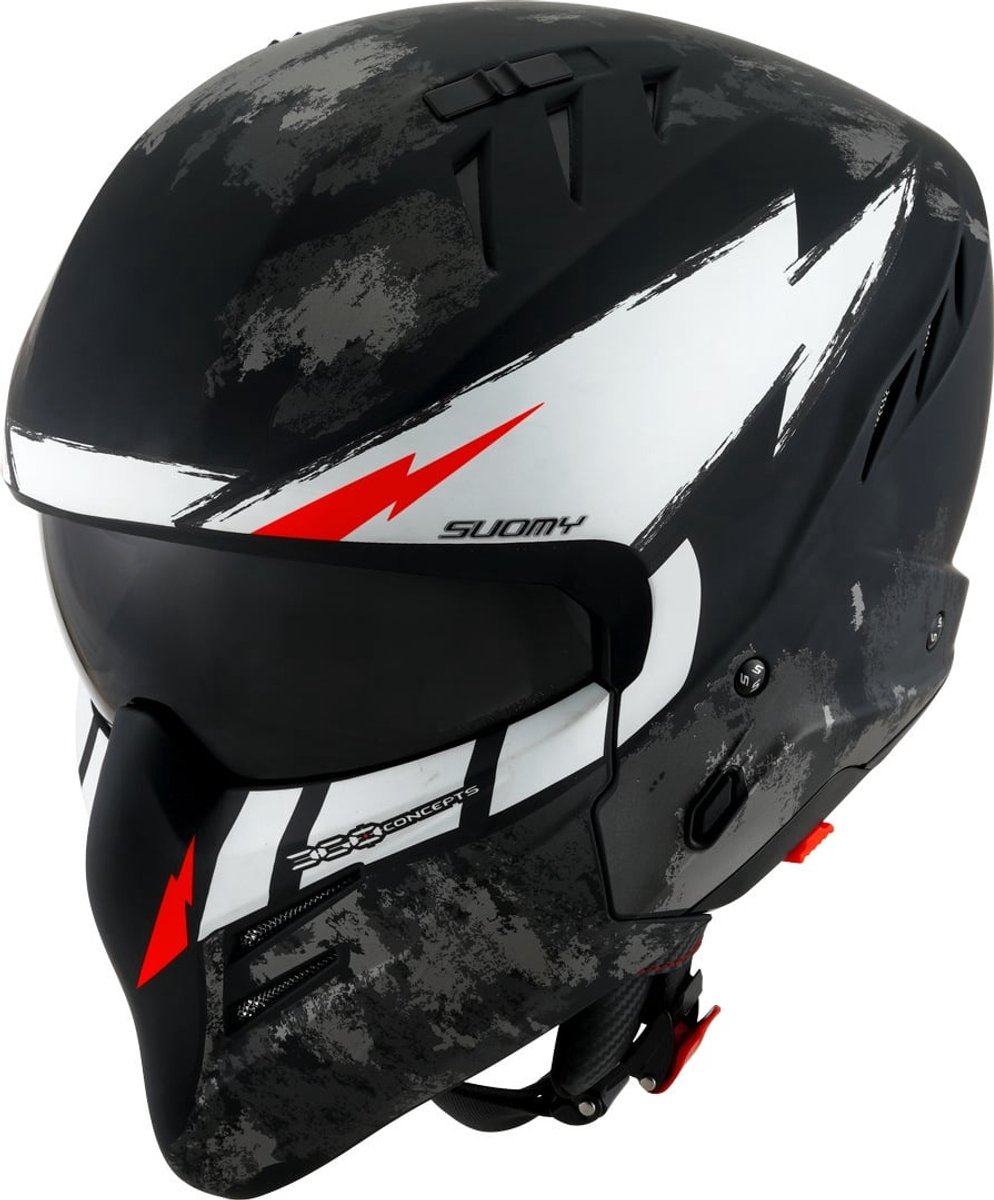 Suomy Armor Hi Volt Zwart Wit Jethelm - Maat XL - Helm