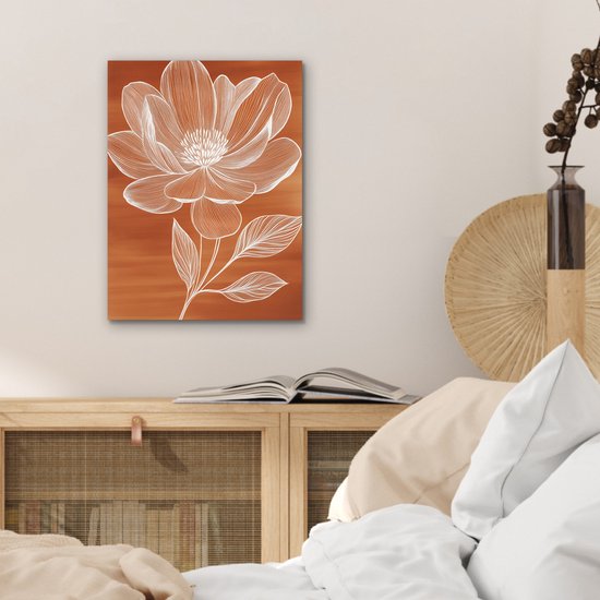 Aluminium schilderij 30x40 cm - Wanddecoratie metaal - Bloem - Minimalistisch - Wit - Metalen muurdecoratie woonkamer - Decoratie industrieel - Foto op dibond - Industriële accessoires slaapkamer
