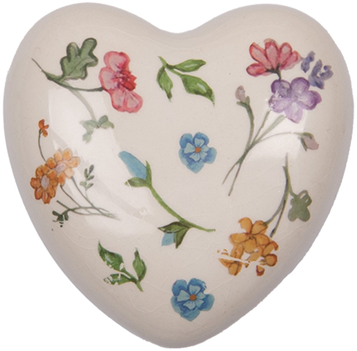 Clayre & Eef Decoratie Beeld Hart 12x12x4 cm Beige Keramiek