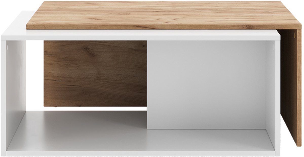 Vicco Paul Salontafel – 90 x 48 cm Eik wit/goud Wit/Goudkleurig Eiken