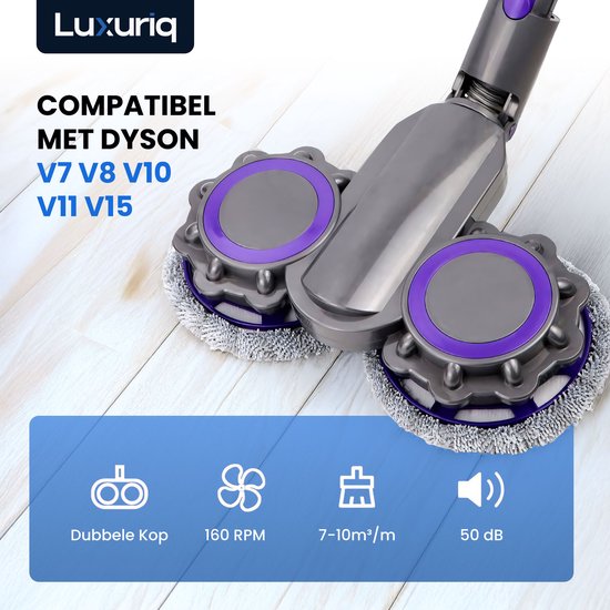 Luxuriq® Mop - Vadrouille électrique - Essuie-glace - Geschikt voor Dyson - Dyson V15 - V11 - V10 - V8 - V7 - Accessoire pour vadrouille - Avec 10 vadrouilles