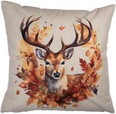 Clayre & Eef Housse de coussin 45x45 cm Beige Polyester Cerf