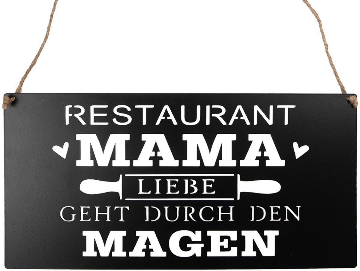 Clayre & Eef Tekstbord 40x20 cm Zwart Metaal