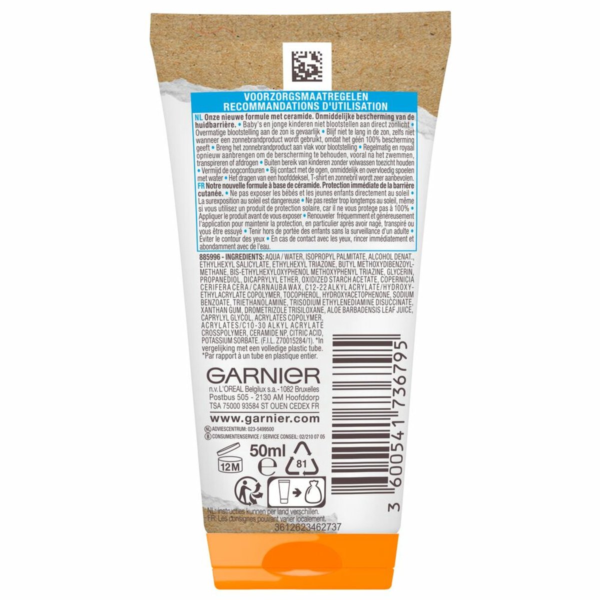 Goedkoopste 3x Garnier Ambre Solaire Sensitive Expert Kids Zonnebrandmelk SPF 50 Reisformaat 50 ml