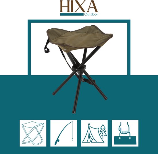 HIXA Vouwstoel - Visstoel - Viskrukje - Opvouwbare kruk - Campingstoel - Groen - 33x33x40cm - Polyester van Merkloos — afbeelding 4