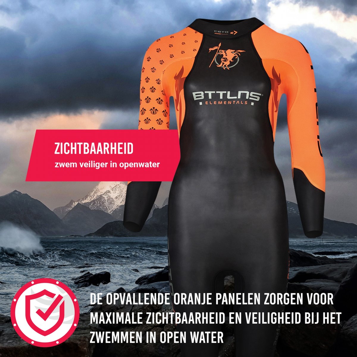 BTTLNS schoolslag wetsuit - zwempak - wetsuit - openwater wetsuit - wetsuit lange mouw dames - Ceto 1.0 — afbeelding 4