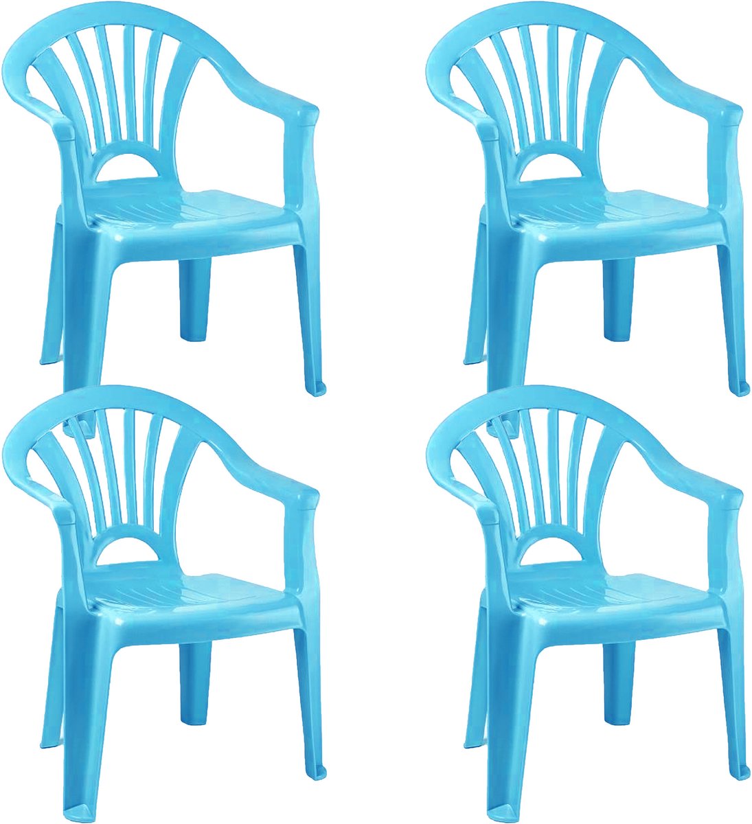 Plasticforte Stoeltjes voor kinderen - 4x - lichtblauw - 50 cm - voor binnen en buiten - kunststof